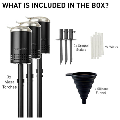 Solo Stove Mesa Torch, Adjustable Height Backyard Metal Tiki Torches, 3 Pack