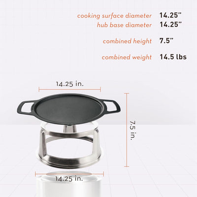 Solo Stove Bonfire Griddle Top & Hub, Cast Iron Cooktop with Stainless Steel Hub