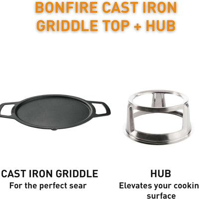 Solo Stove Bonfire Griddle Top & Hub, Cast Iron Cooktop with Stainless Steel Hub