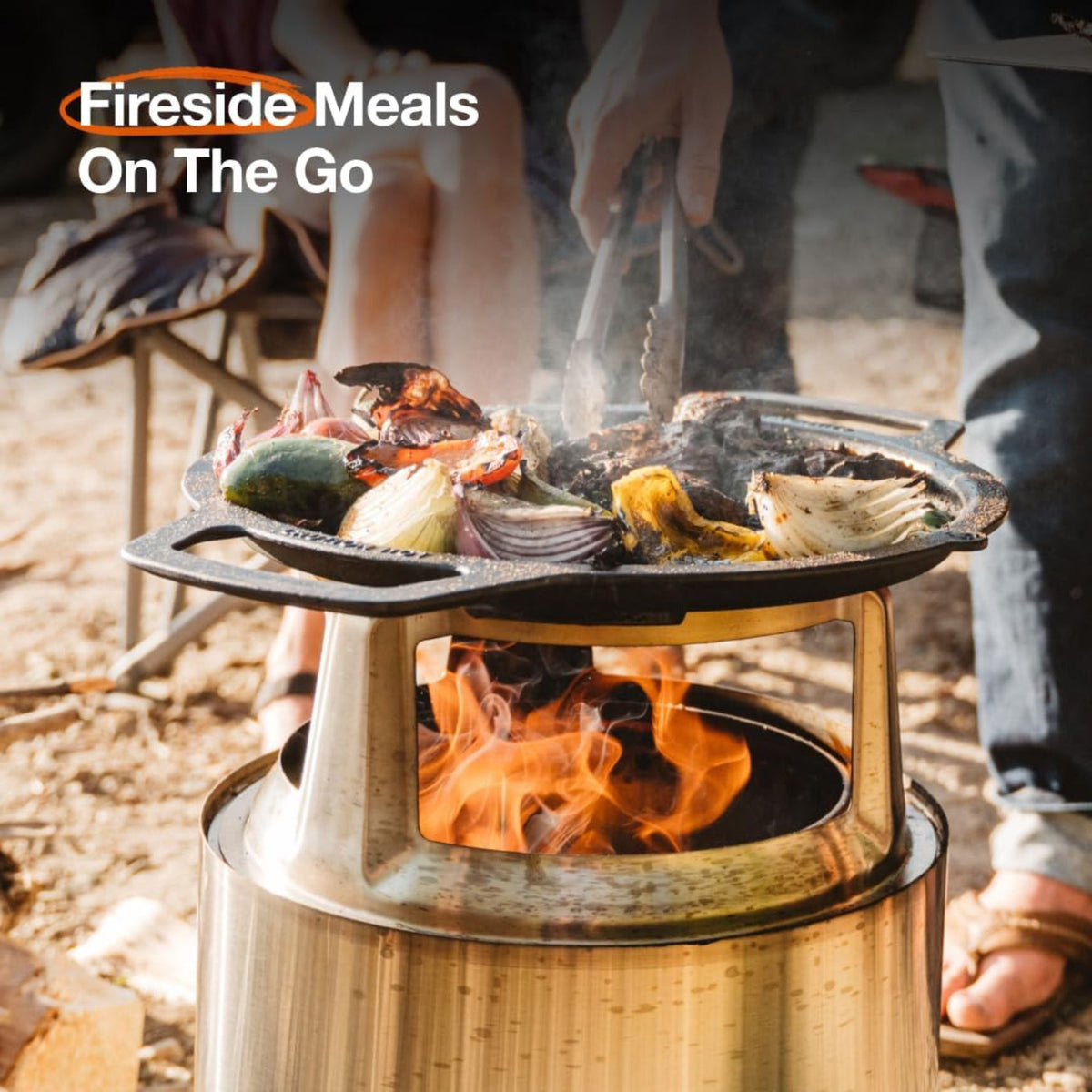 Solo Stove Bonfire Grill Top & Hub, Cast Iron Cooktop with Stainless Steel Hub
