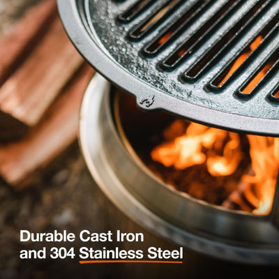 Solo Stove Bonfire Grill Top & Hub, Cast Iron Cooktop with Stainless Steel Hub