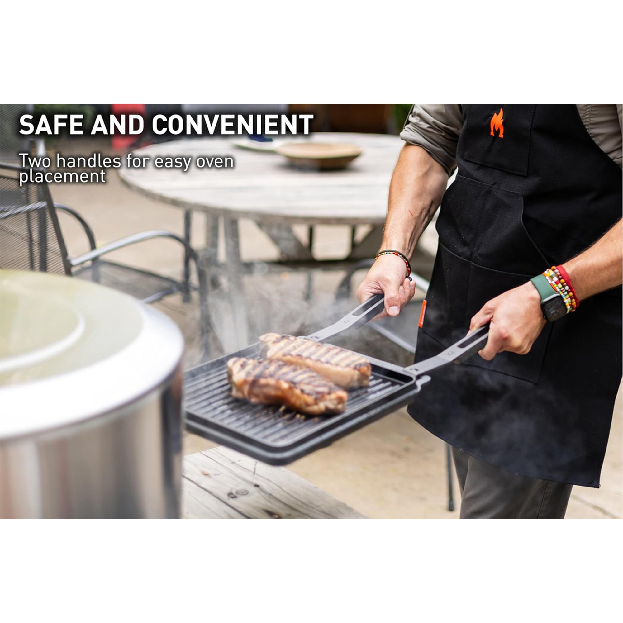 Solo Stove Pi Cast Iron Cookware Set, Skillet, Reversible Grill/Griddle, Handles