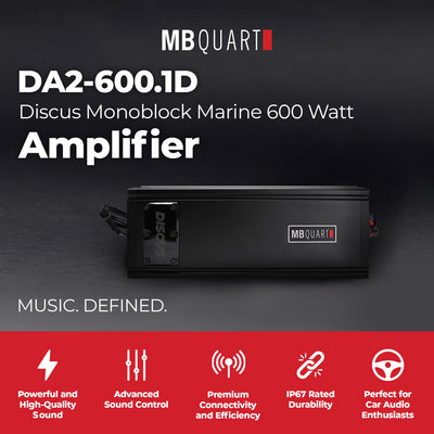 MB Quart Discus Monoblock Marine Amplifier with Top Mounted Controls, 600 Watts - VMInnovations