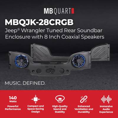 MB Quart Dual 8" Coaxial Speakers for 2007-2018 Jeep Wrangler JK, 140W Power - VMInnovations