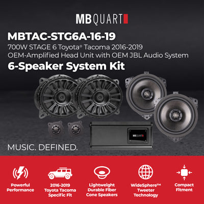 MB Quart 6 Speaker 700W Audio System Upgrade Kit for 2016-2019 Toyota Tacoma - VMInnovations