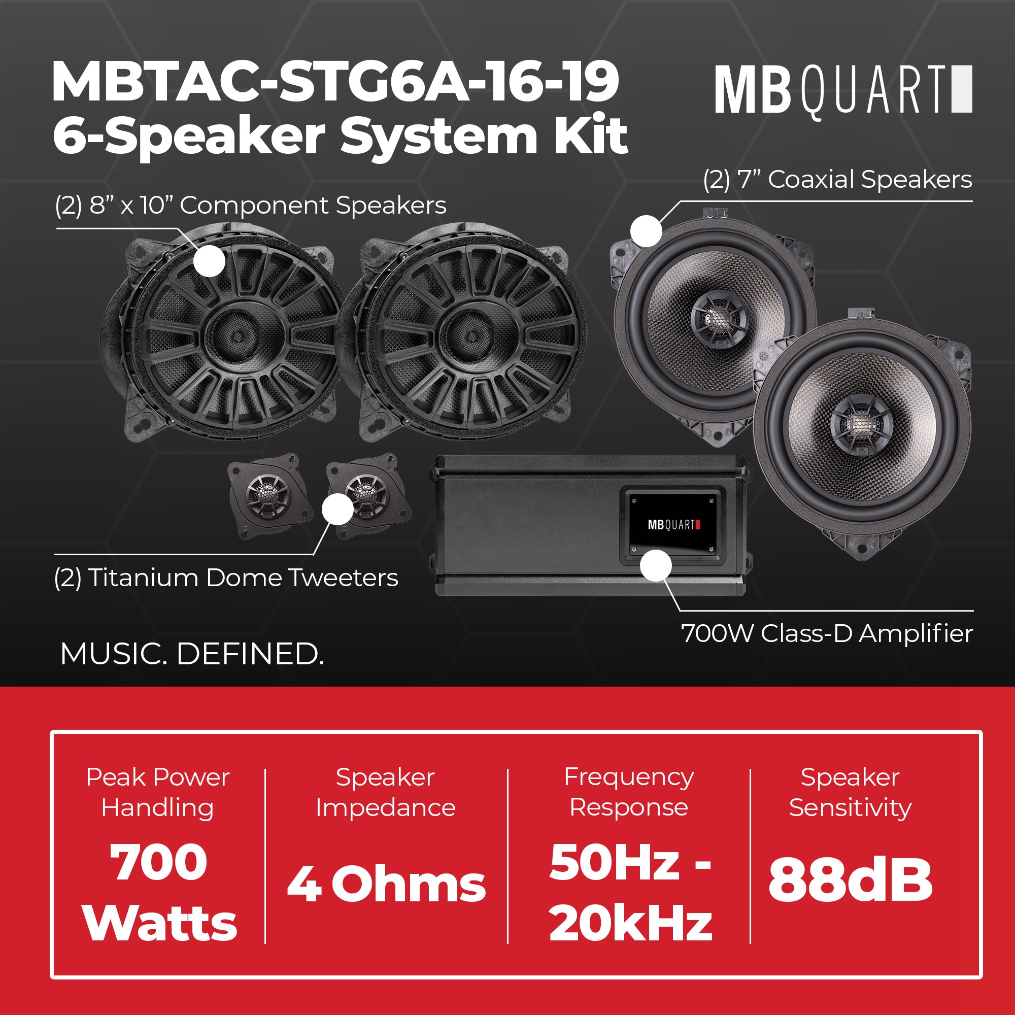 MB Quart 6 Speaker 700W Audio System Upgrade Kit for 2016-2019 Toyota Tacoma - VMInnovations
