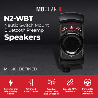MB Quart Nautic Mounted Preamp Controller, Bluetooth, 3.5mm Aux and RCA Outputs - VMInnovations