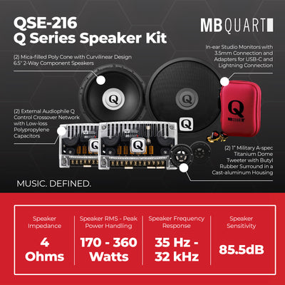 MB Quart Q Series 6.5" 2 Way Component Speakers with 1" Titanium Dome Tweeters - VMInnovations