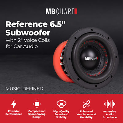 MB Quart Reference 6.5" Subwoofer with 1.5" Voice Coils for Car Audio, 1200W - VMInnovations