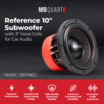 MB Quart Reference 10" Subwoofer with 3" Voice Coils for Car Audio, 1600 Watts - VMInnovations