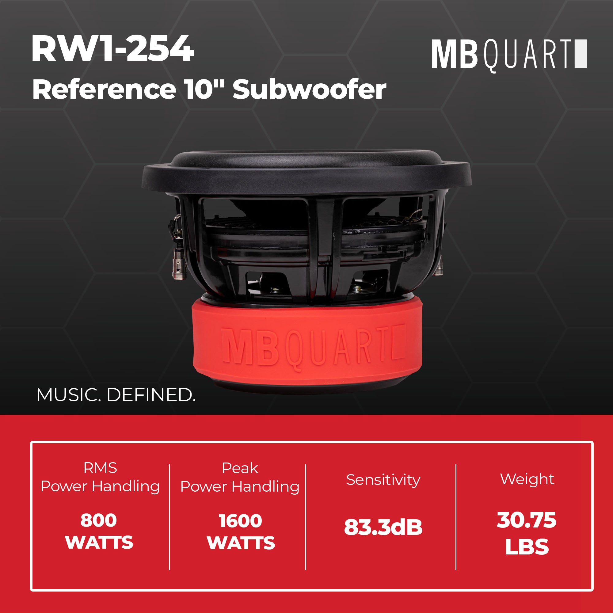 MB Quart Reference 10" Subwoofer with 3" Voice Coils for Car Audio, 1600 Watts - VMInnovations