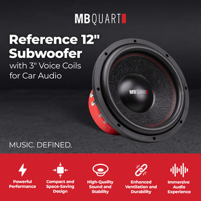 MB Quart Reference 12" Subwoofer with 3" Voice Coils for Car Audio, 1200 Watts - VMInnovations