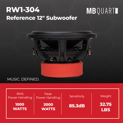 MB Quart Reference 12" Subwoofer with 3" Voice Coils for Car Audio, 1200 Watts - VMInnovations