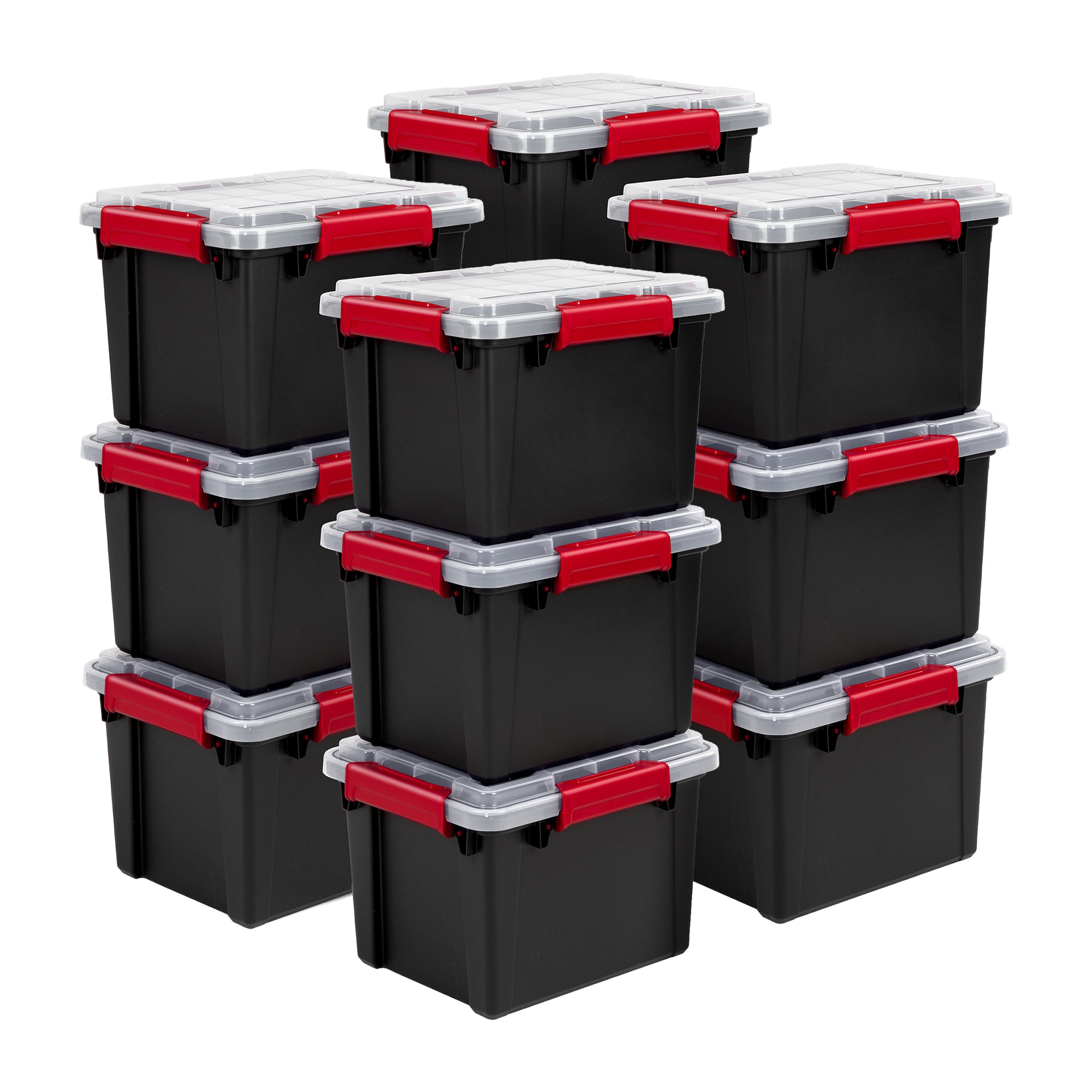 Sterilite 5 Gal Gasket Box, Stackable Storage Container with Lid, Black, 12 Pack - VMInnovations