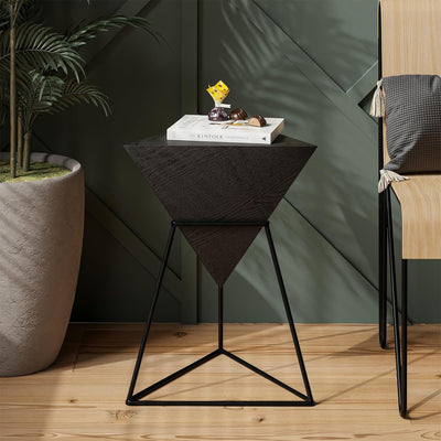 COZAYH Geometric End Table with Metal Base Design for Home Living Room, (Used)