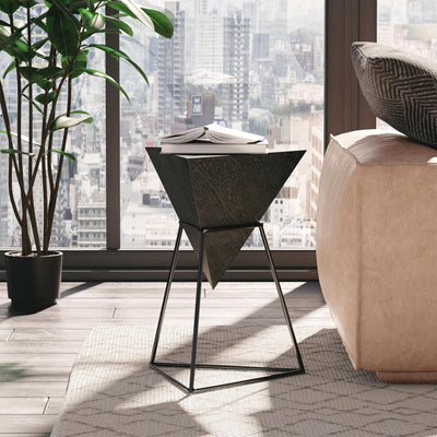 COZAYH Geometric End Table with Metal Base Design for Home Living Room, (Used)