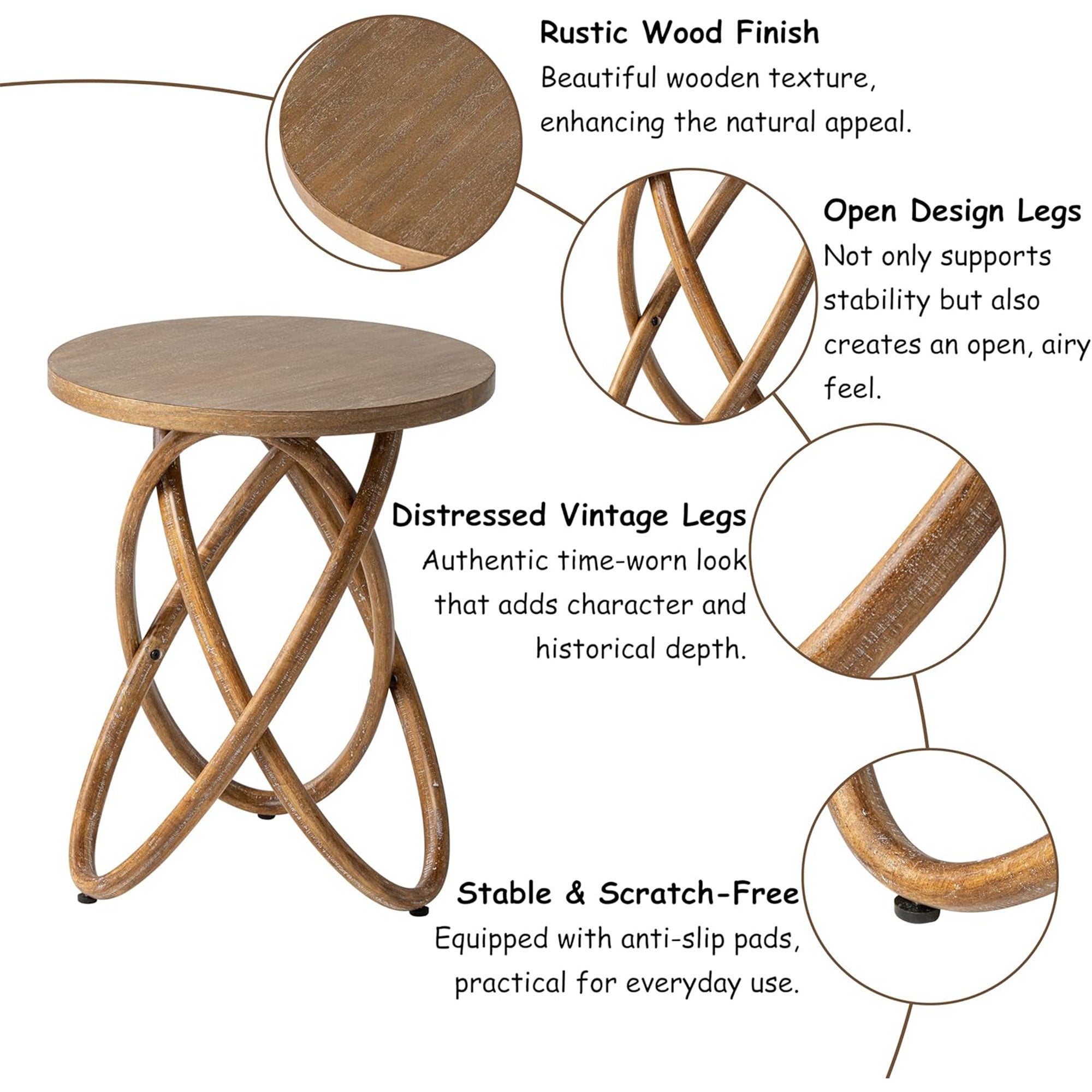 COZAYH End Table w/Intertwined Base Design for Home Living Room (Open Box)