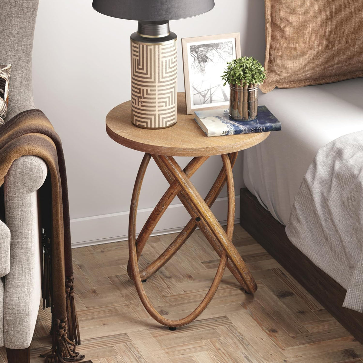 COZAYH End Table w/Intertwined Base Design for Home Living Room (Open Box)