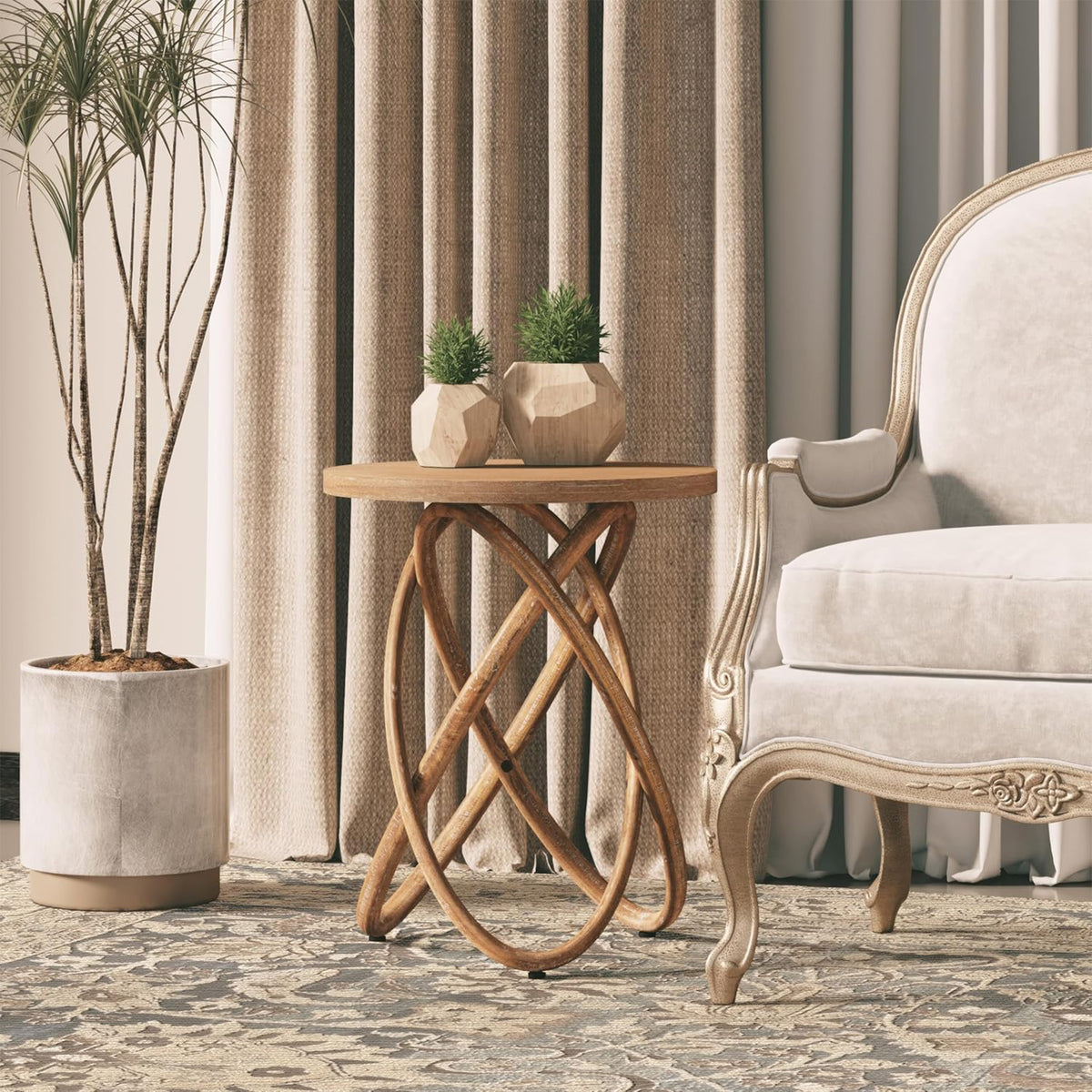 COZAYH End Table w/Intertwined Base Design for Home Living Room (Open Box)