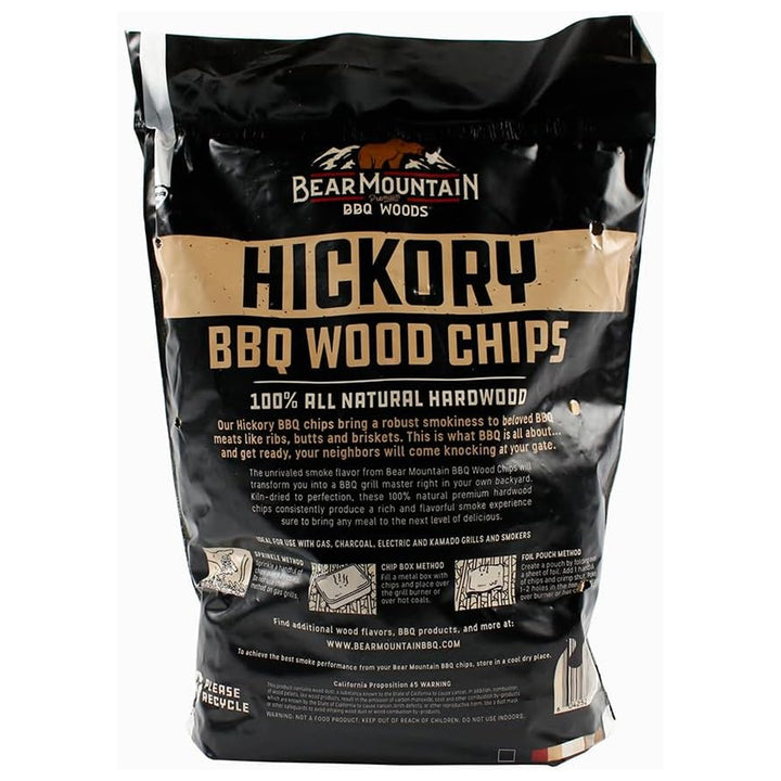Bear Mountain BBQ  Hickory BBQ Wood Chips for Outdoor Grill, 2 lb Bag-Pack of 6 - VMInnovations