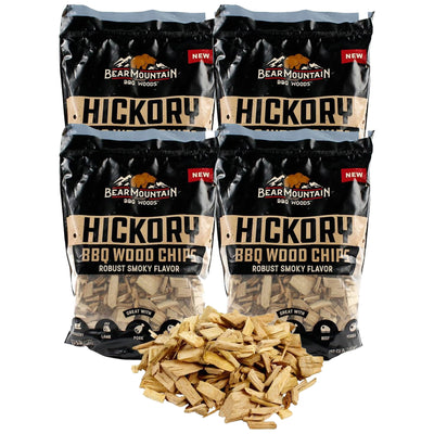 Bear Mountain BBQ  Hickory BBQ Wood Chips for Outdoor Grill, 2 lb Bag-Pack of 6 - VMInnovations