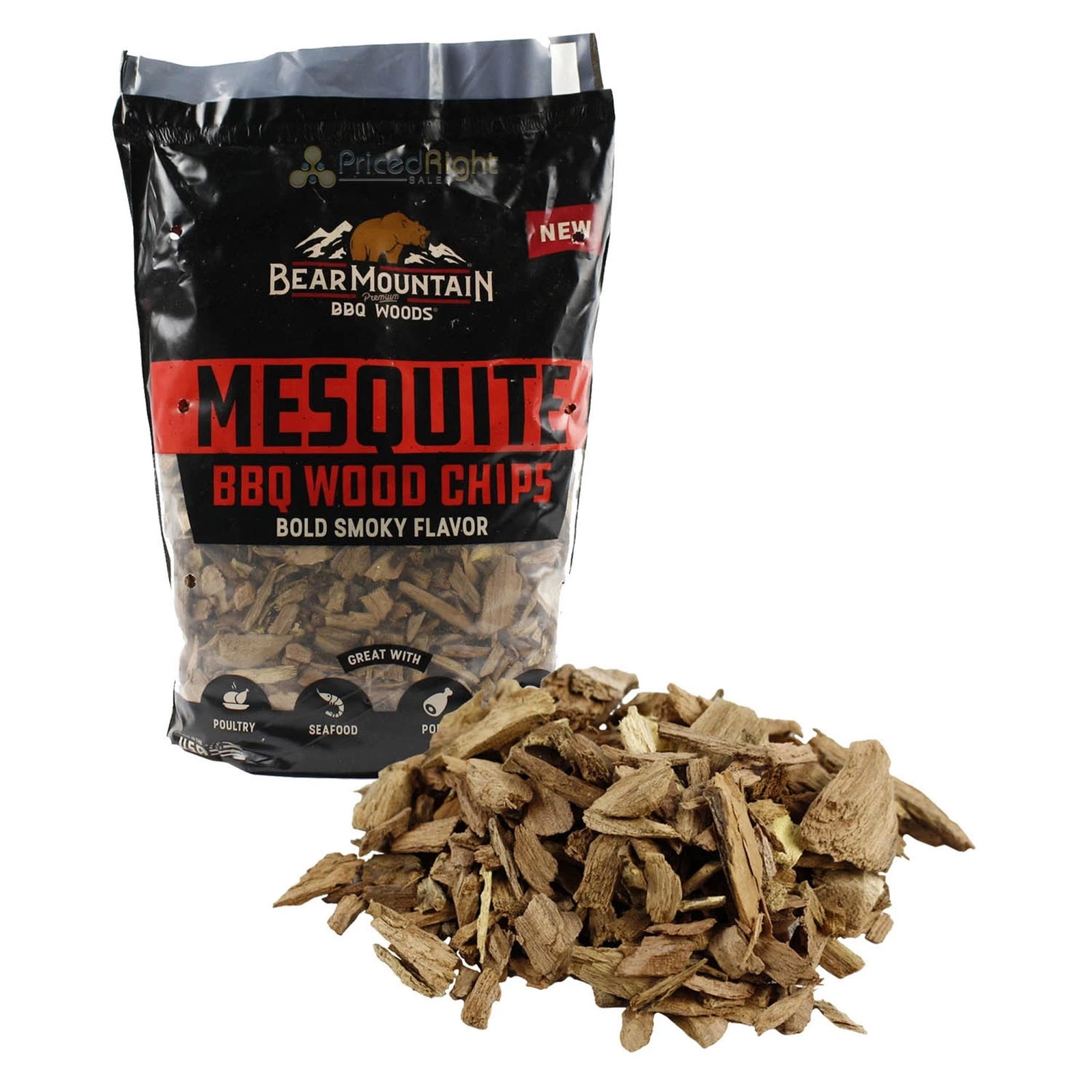Bear Mountain BBQ Mesquite BBQ Wood Chip for Outdoor Grill, 2 lb Bag-Pack of 6 - VMInnovations