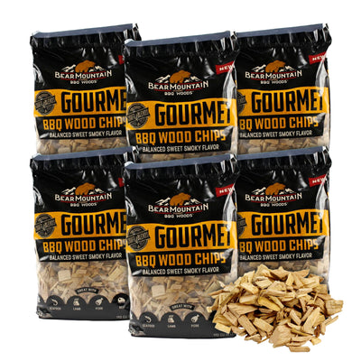 Bear Mountain BBQ Gourmet BBQ Wood Chip for Outdoor Grills, 2 lb Bag-Pack of 6