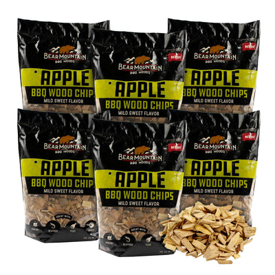 Bear Mountain BBQ  Apple BBQ Wood Chips for Outdoor Grills, 2 lb Bag-Pack of 6