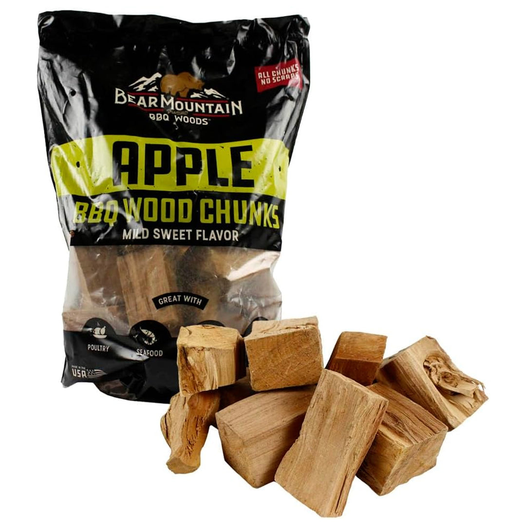 Bear Mountain BBQ All-Natural Apple BBQ Wood Chunks, 4 lb Bag-Pack of 4