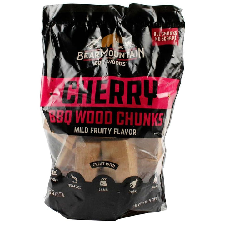Bear Mountain BBQ Natural Cherry BBQ Wood Chunks for Grilling, 4lb Bag-Pack of 4
