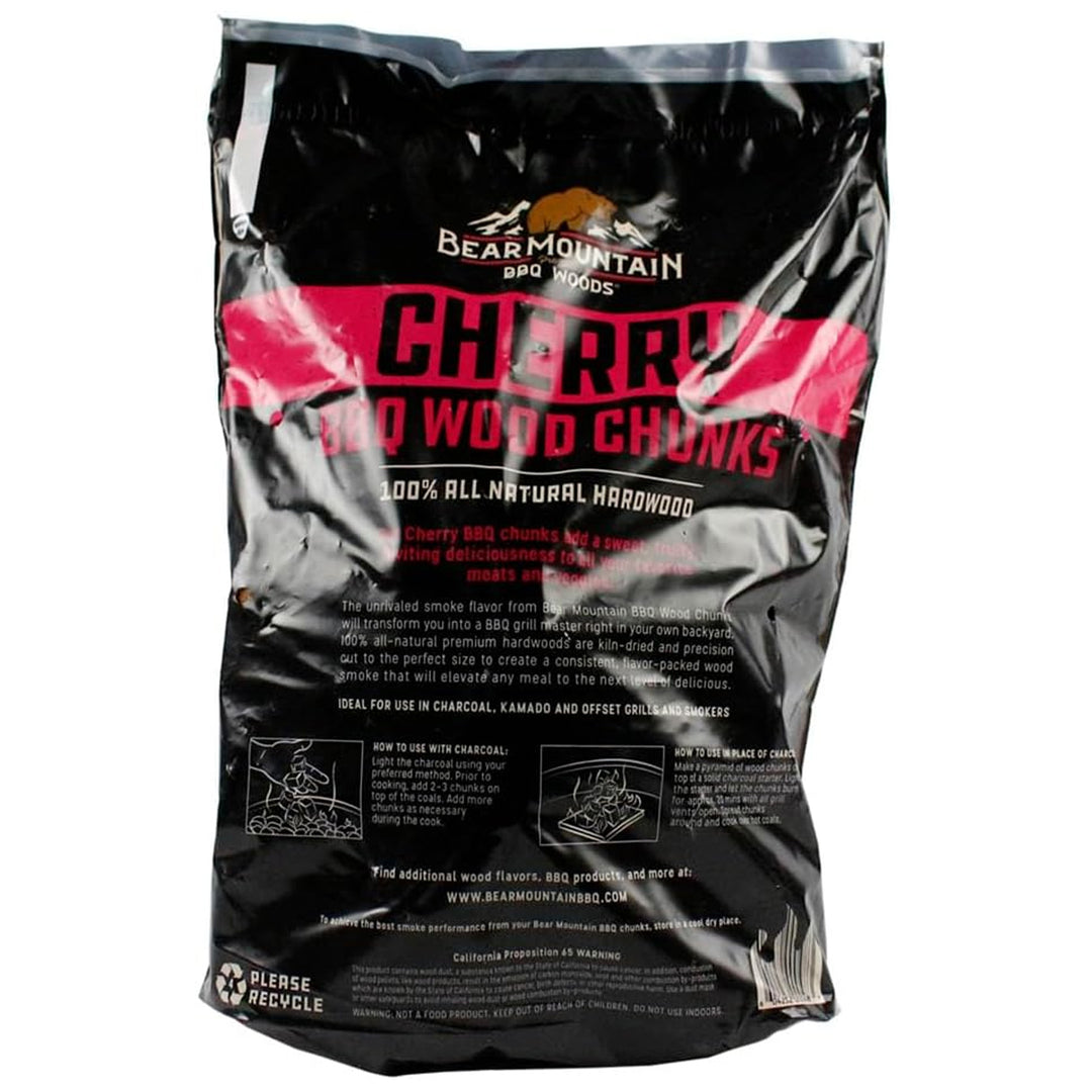 Bear Mountain BBQ Natural Cherry BBQ Wood Chunks for Grilling, 4lb Bag-Pack of 4