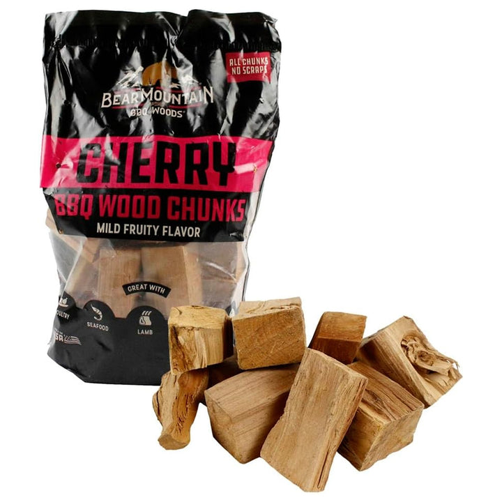 Bear Mountain BBQ Natural Cherry BBQ Wood Chunks for Grilling, 4lb Bag-Pack of 4