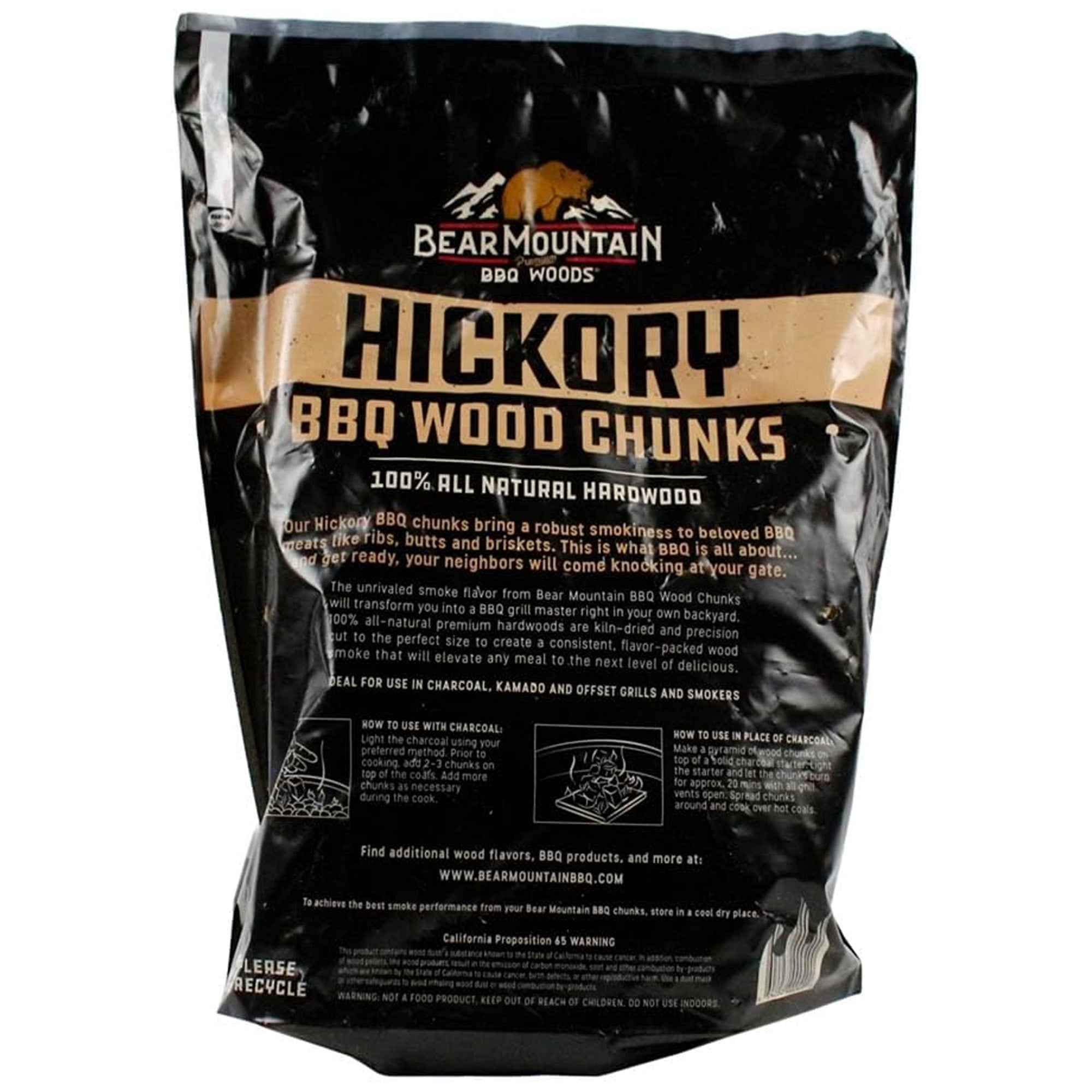 Bear Mountain BBQ Hickory BBQ Wood Chunks for Grilling, 4 lb Bag-Pack of 4 - VMInnovations