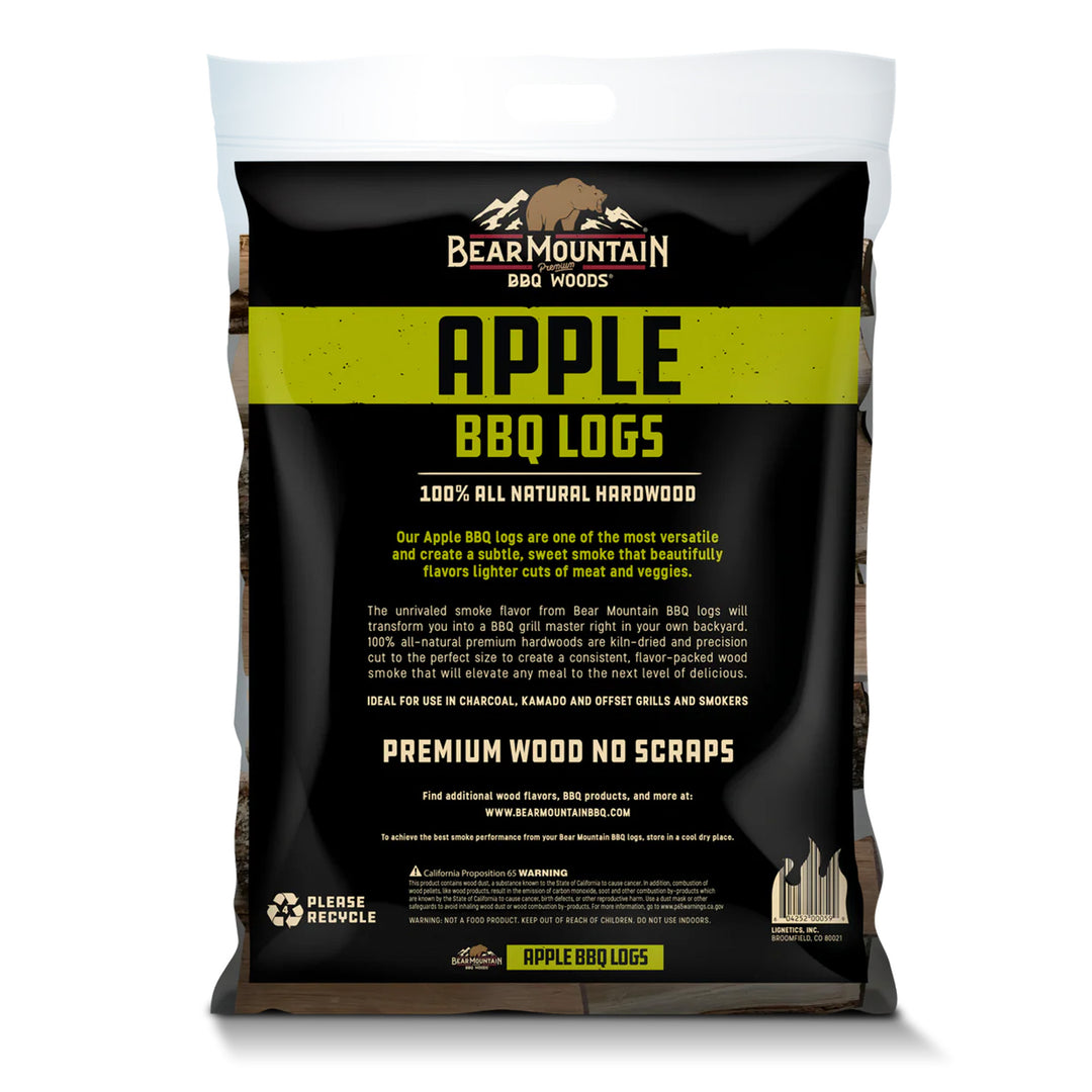 Bear Mountain BBQ Apple BBQ Wood Logs for Outdoor Fire Pits & Smokers, 1 Bag - VMInnovations
