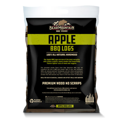 Bear Mountain BBQ Apple BBQ Wood Logs for Outdoor Fire Pits & Smokers, 1 Bag - VMInnovations