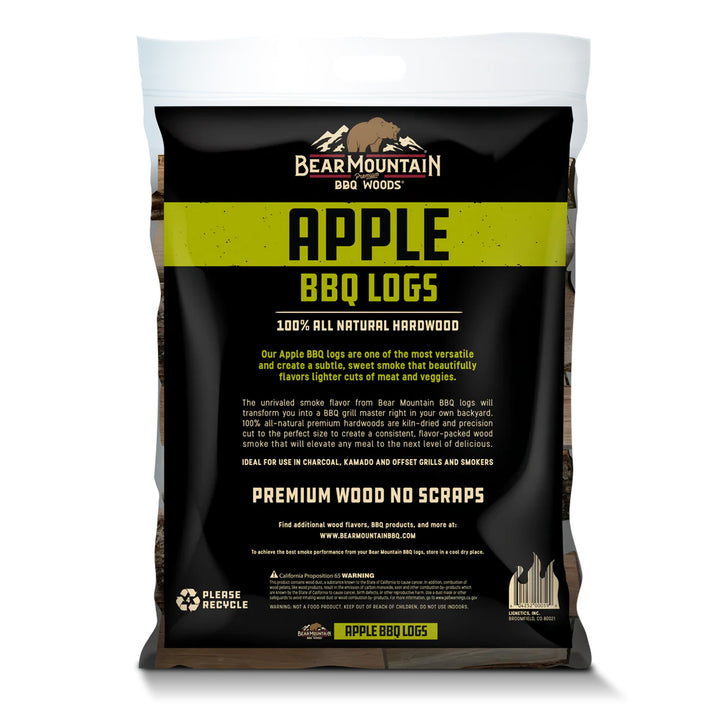 Bear Mountain BBQ Apple BBQ Wood Logs for Outdoor Fire Pits & Smokers, 1 Bag - VMInnovations
