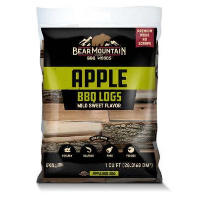 Bear Mountain BBQ Apple BBQ Wood Logs for Outdoor Fire Pits & Smokers, 1 Bag - VMInnovations
