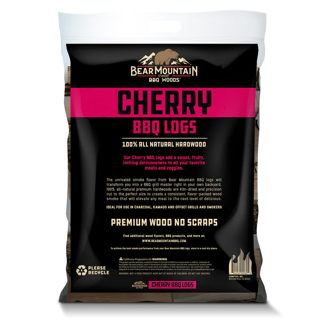 Bear Mountain BBQ Cherry BBQ Wood Logs for Outdoor Fire Pits & Smokers, 1 Bag - VMInnovations