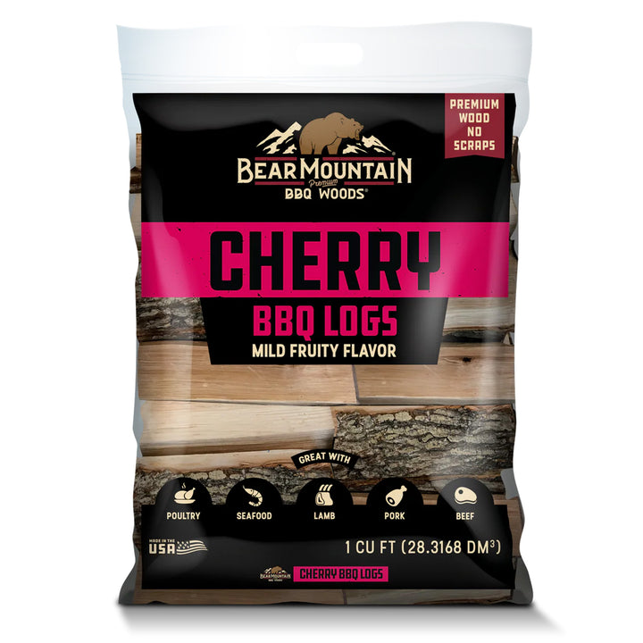 Bear Mountain BBQ Cherry BBQ Wood Logs for Outdoor Fire Pits & Smokers, 1 Bag - VMInnovations