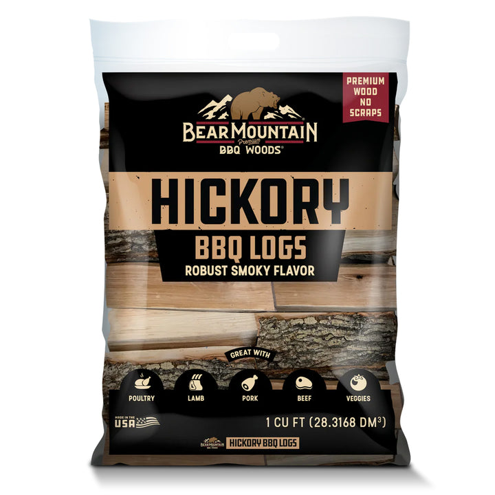Bear Mountain BBQ Hickory BBQ Wood Logs for Outdoor Fire Pits & Smokers, 1 Bag - VMInnovations