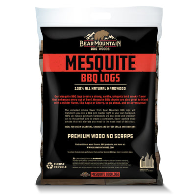 Bear Mountain BBQ Mesquite BBQ Wood Logs for Outdoor Fire Pits & Smokers, 1 Bag