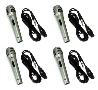 4) PYLE PDMIK1 Professional Moving Coil Dynamic Handheld Microphones Mic + Cable