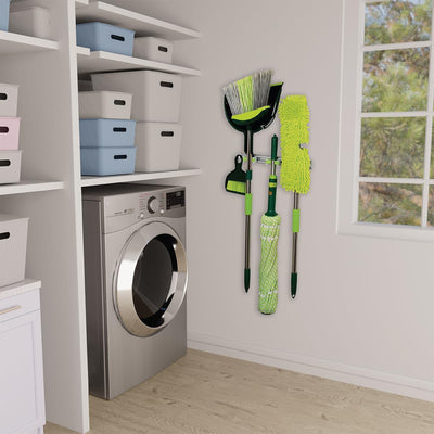 Broom & Mop Floor Cleaning Set, 7 PC Kit w/ Wall Mount Storage Rack (Open Box)