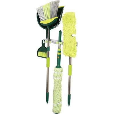 Broom & Mop Floor Cleaning Set, 7 PC Kit w/ Wall Mount Storage Rack (Open Box)