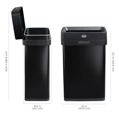 Clorox Trash Can, 13 Gallon Stainless Steel Slim Open Top Garbage Bin (Used)