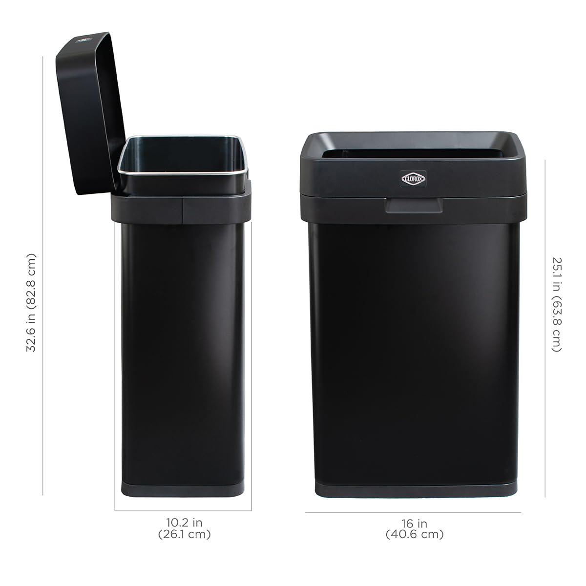 Clorox Trash Can, 13 Gallon Stainless Steel Slim Open Top Garbage Bin,(Open Box) - VMInnovations