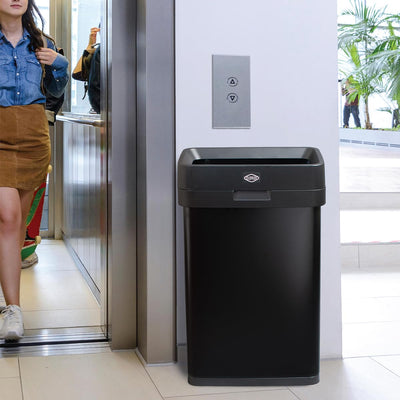 Clorox Trash Can, 13 Gallon Stainless Steel Slim Open Top Garbage Bin,(Open Box)