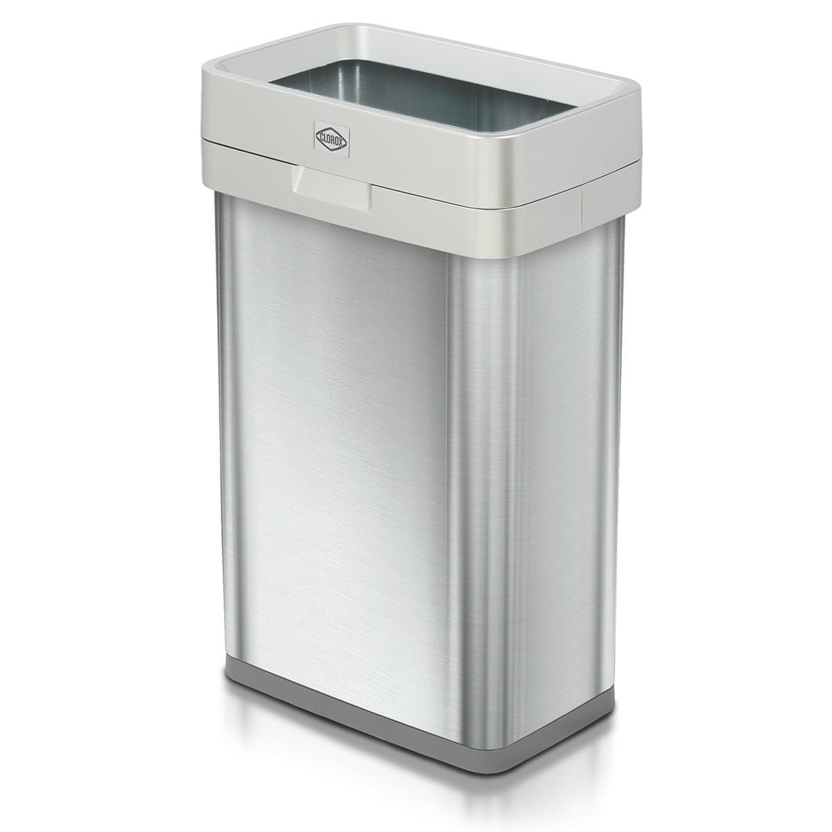 Clorox Trash Can, 13 Gallon Stainless Steel Slim Open Top Garbage Bin (Used)
