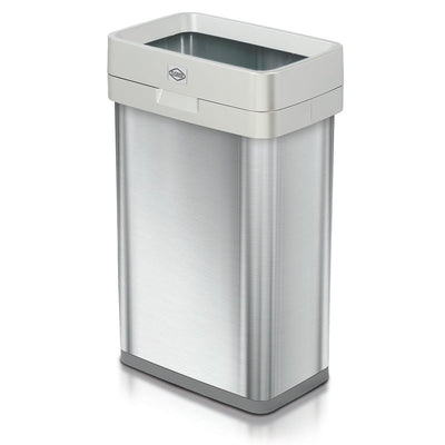 Clorox Trash Can, 13 Gallon Stainless Steel Slim Open Top Garbage Bin (Used)