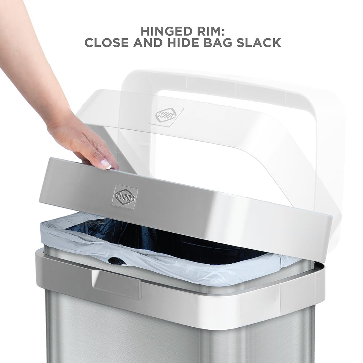 Clorox Trash Can, 13 Gallon Stainless Steel Slim Open Top Garbage Bin(Open Box)